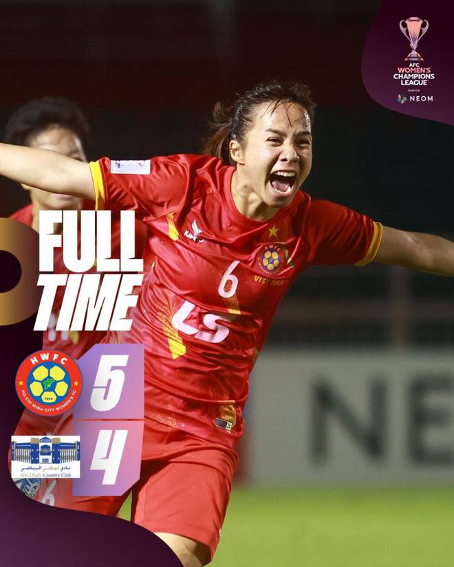 女足亞冠八強賽：胡志明隊下半場連入五球，5-4大逆轉(zhuǎn)勝阿布扎比。